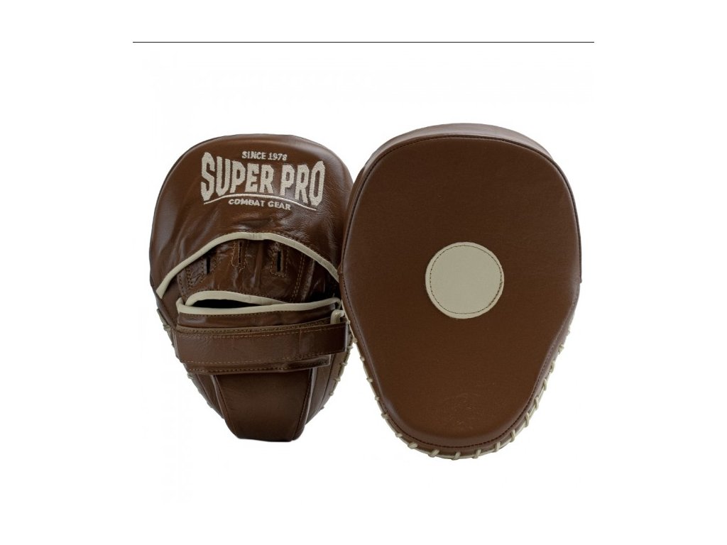 Lapy SUPER PRO Gebogen Vintage Hook and Jab Pad Leather - hnědé - SPKP114-73000