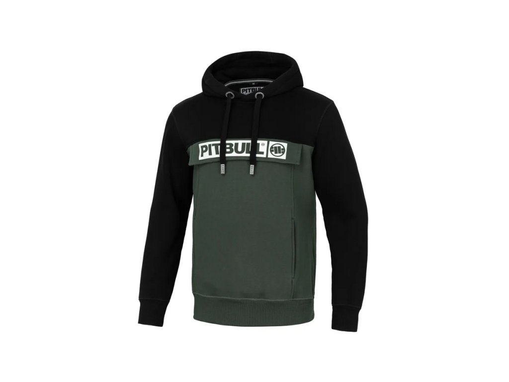 PitBull West Coast Pánská mikina Two-Color Hilltop KP - černo/zelená - PWC_TWOHILLTOP_BLK/OLV