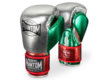 PHANTOM Boxerské rukavice MEXICO - stříbrno/zeleno/červené - PHBG3508 (velikosti 10 oz)