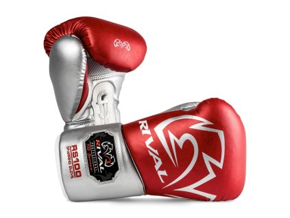 Šněrovací  Boxerské rukavice RIVAL RS100 Professional - stříbrno/červené - RSF100_SILRED (velikosti 14 oz)