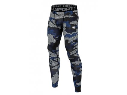 PitBull West Coast Kompresní legíny Performance Pro plus Net Camo - modré - PWC_KLPNETCAMO_BLUE