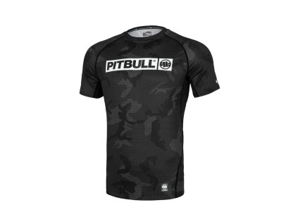 PitBull West Coast Rashguard Kr.rukáv Net Camo Hilltop II - černý - PWC_PRNETCAMOHLTII_BLK