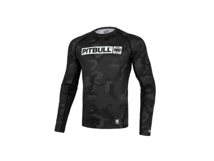 PitBull West Coast Rashguard Dl. rukáv Net Camo Hilltop II - černý - PWC_PRNETCAMOHLTIILS_BLK