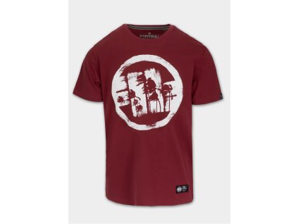 PitBull West Coast Triko LOGO PALMS - tmavě červené - PWC_PTLOGOPALMS_RED