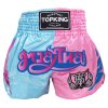 Šortky TOP KING pro thajský box 250 - LIGHT BLUE/PINK - TKTBS-250-LB-PK (velikosti L)