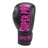 SUPER PRO Boxerské rukavice Combat Gear Champ - černo/růžové - SPBG120_PINK
