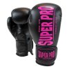 SUPER PRO Boxerské rukavice Combat Gear Champ - černo/růžové - SPBG120_PINK