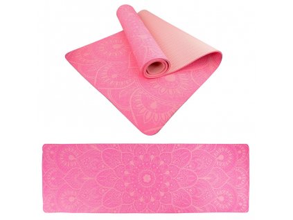 Podložka LIFEFIT YOGA MAT MANDALA DUO, 183x58x0,6cm, růžová