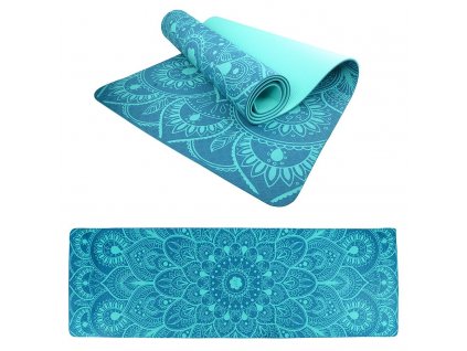 Podložka LIFEFIT YOGA MAT MANDALA DUO, 183x58x0,6cm, tyrkysová