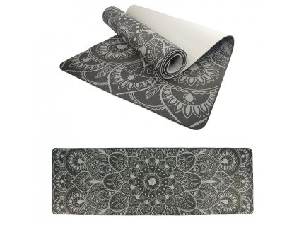 Podložka LIFEFIT YOGA MAT MANDALA DUO, 183x58x0,6cm, černá