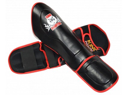 Children's Shin protectors CARBON with red piping