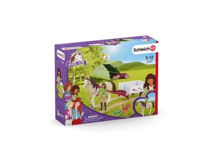 Schleich 42533 Sarah s koníkem a zvířátky kempují