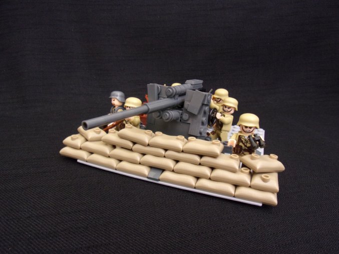 německý 88mm Flak a 6 vojáků Afrikakorpsu ww2