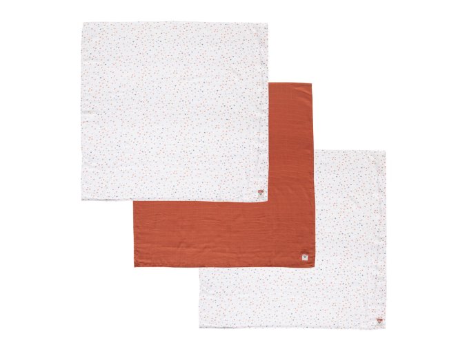 Scutec de muselină 70x70 cm set 3buc Fabulous Heart