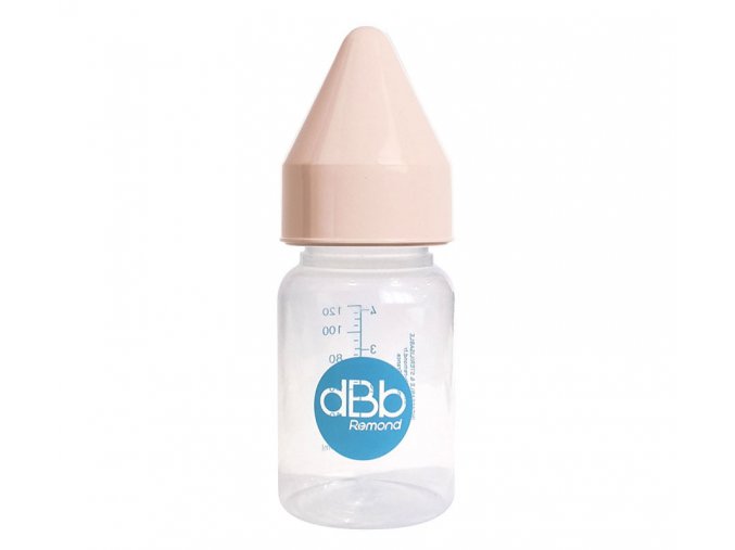 dBb Biberon PP 120ml, tetină din cauciuc, NN, culoare roz