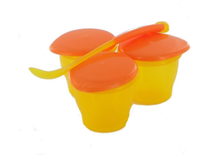 dBb Set de 3 boluri cu capac și lingură