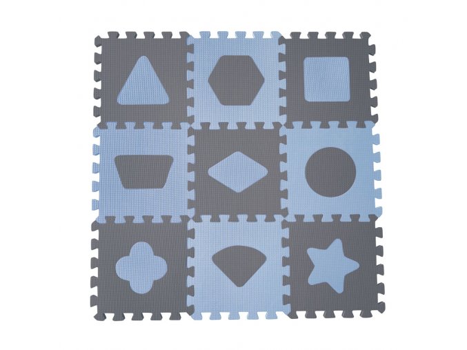 Covoraș de jucat din spumă extra înaltă, Forme geometrice, Albastru 90x90 cm