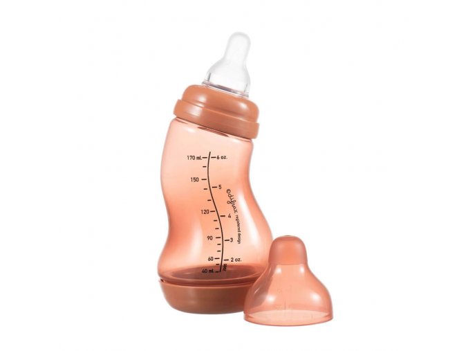 Biberon anticolici ergonomic S-Difrax, cărămiziu, 170ml