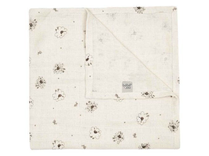 Scutec de muselina 110x110 cm Tiny Sheep