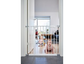 Bariera Babydan Maja White , 74-80 cm, barieră metalică montată sub presiune cu indicator pentru deschideri de 74-80 cm