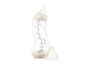 Biberon anticolici ergonomic S-Difrax, alb-cremă, 250ml