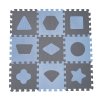 Pěnová hrací podložka puzzle Geometrické tvary, Blue 90x90 cm