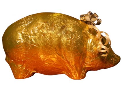 Schwein 2 kg, goldenes Aluminium