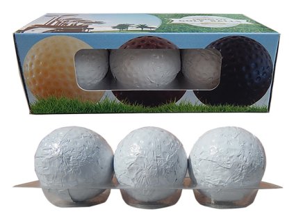 Golf Ball Set 45g - milk chocolate + white aluminium
