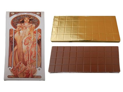 Schokolade 450g (Vollmilch) - Mucha (Frau mit Ornament)