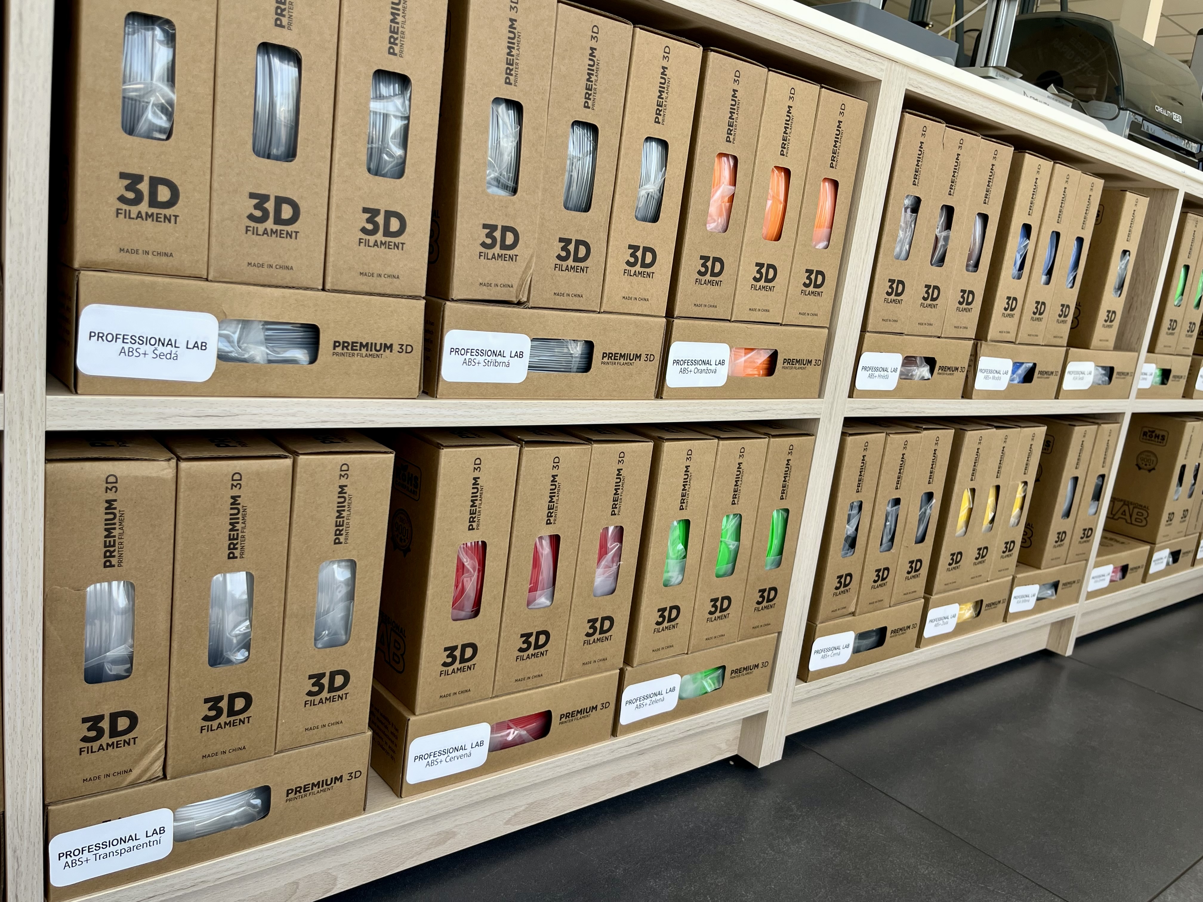 Regál s krabicemi ABS+ Professional Lab v různých barvách