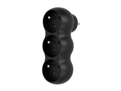 Solight rozbočka s podpěrou, 3 x 10A, matná černá