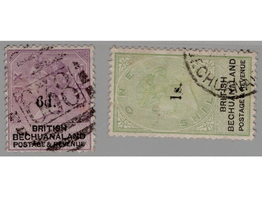 Bečuánsko 1888, Mi. 25-6, O 6d a 1sh přetisk