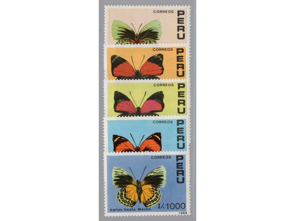 Peru 1990, Mi. 1419-23, xx Motýli