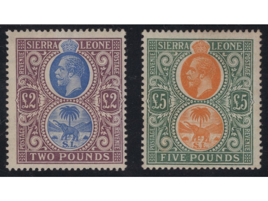 Sierra Leone 1912, Mi. 98-9, x 2 a 5£ (koncovky, KC SG 5.450£)