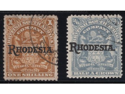 Rhodesie - Britská Jihoafrická společnost 1909, Mi. 89-90, O 1 a 2,6 sh