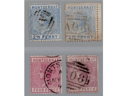 Montserrat 1885, Mi. 9-10, O 4 ks - odstíny barvy