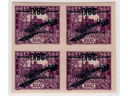 ČSR I Letecké 1920, Pof. L3 Pp, xx/x čtyřblok, převrácený přetisk