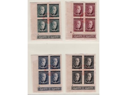 ČSR I 1930, Pof. 261-4, △ TGM čtyřbloky s DČ, O Praha-Hrad, 5 Kč kratší levý okraj