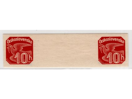ČSR I Novinové 1937, Pof. NV MA 18+18 v (2), xx 10+10 h 2známkové vodorovné meziarší z aršíků (bez krajových ochranných lišt), zk. Gi
