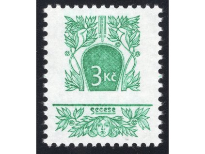 ČR 1995 Pof. 90 VV, xx 3 Kč Secese (vynechaný nápis)
