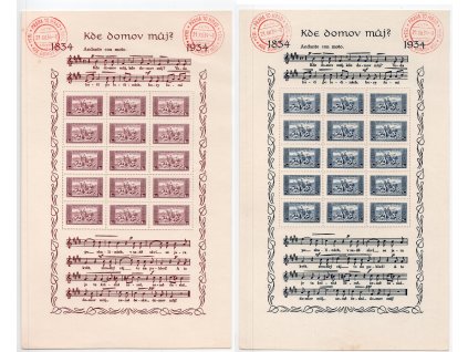 ČSR I 1934, Pof. A283-4, (x)/O A KDM?, oba široké + desky, na okraji vady a skvrnky, i tak dekorativní