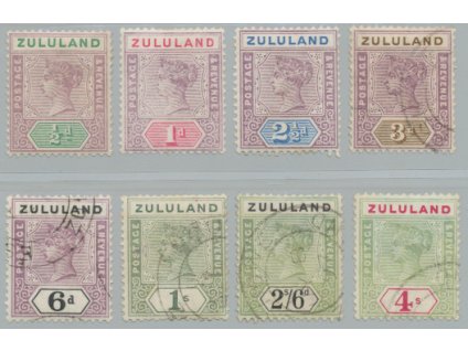Zululand 1894, Mi. 14-21, O/x 1/2 d - 4 sh