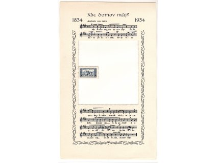 ČSR I 1934, Pof. 284, (x) 2 Kč KDM?, široký, okraj aršíku s 1 známkou + desky