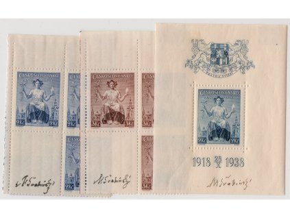 ČSR I 1938, Pof. 347-9, xx/x 20 let ČSR, podpis Max Švabinský 3x
