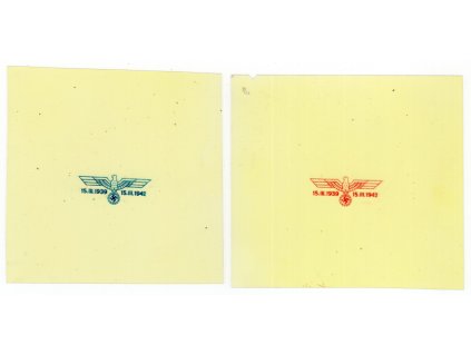 Protektorát Čechy a Morava 1942, Pof. ZT 72-3, (x) Zkusmé tisky 3. výročí (na fólii, 2 ks)