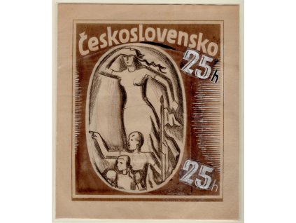 ČSR I 1936 (?), (x) 25 h Dětem, nepřijatý návrh J. Bendy, kombinovaná technika, zk Karásek