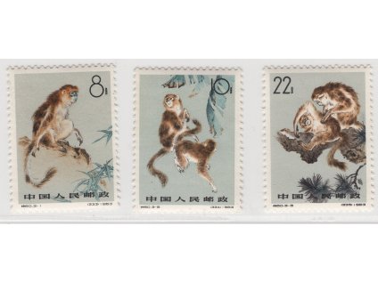 Čína - ČLR 1963, Mi. 741-3, xx Opice