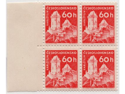 ČSR II 1960, Pof. 1106xb, xx 60 h Karlštejn (papír oz!, krajový čtyřblok, bez jakékoli značky)