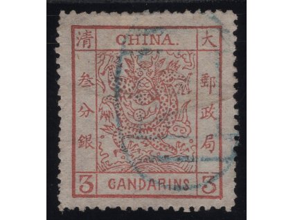 Čína 1878, Mi. 2, O 3c (modré O, krásný kus)