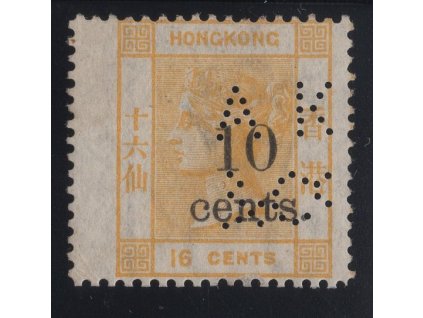 Čína - Hong Kong 1876, Mi. 27, (x) 10c/16c perfin